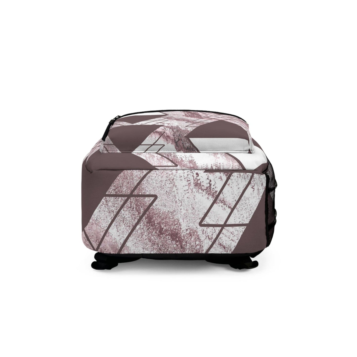 Backpack - Large Water-resistant Bag - Mauve Rose and White Triangular