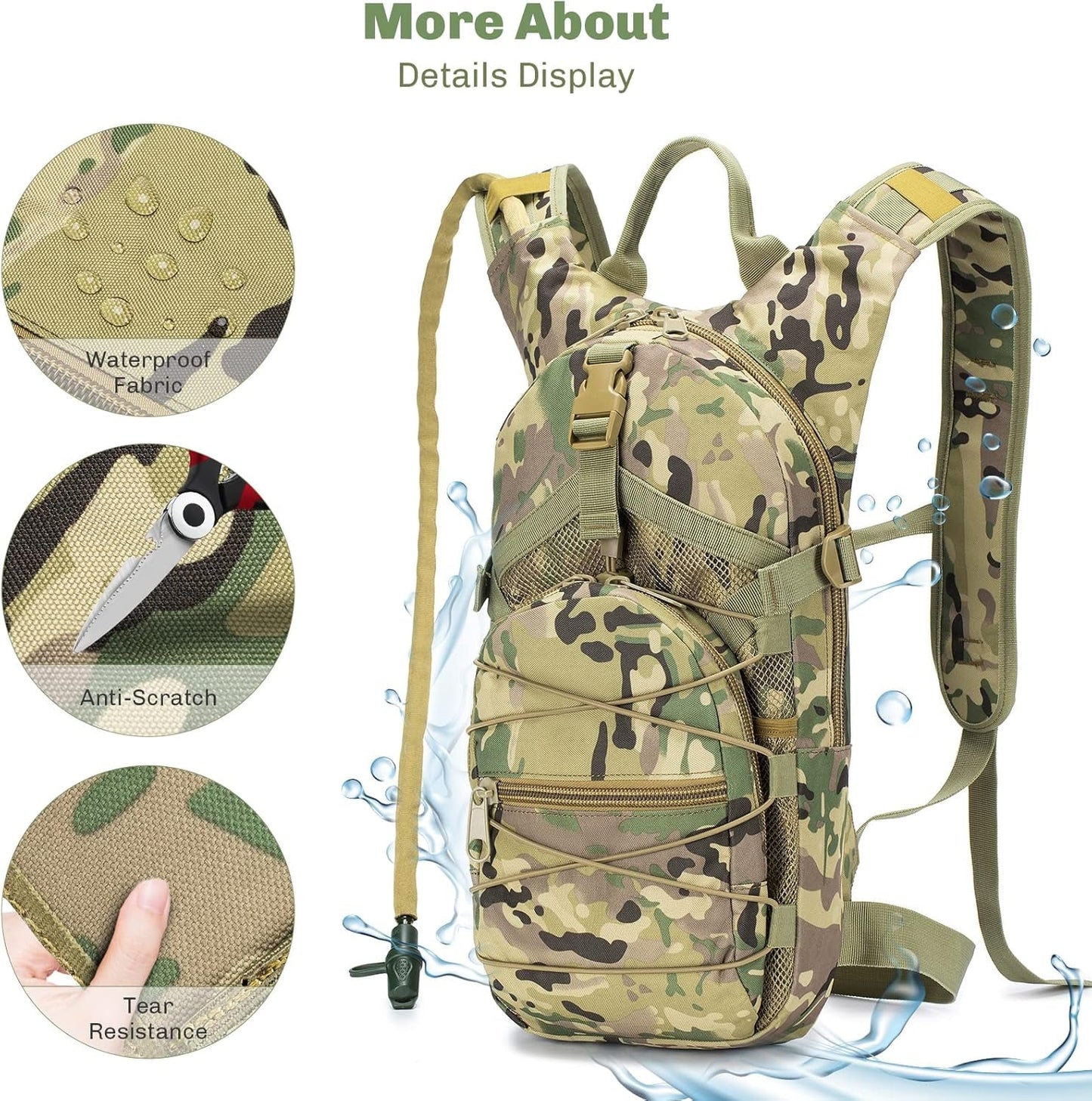 Tactical Hydration Pack Backpack Military Daypack Water Backpack with