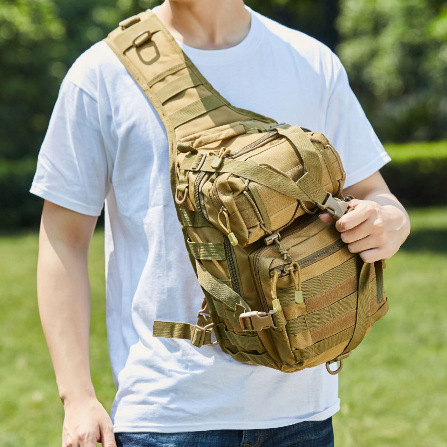 Tactical Military Sling Backpack 15L Shoulder Bag Molle Outdoor Pack