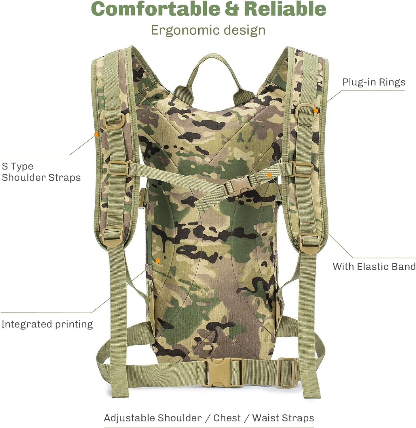 Tactical Hydration Pack Backpack Military Daypack Water Backpack with