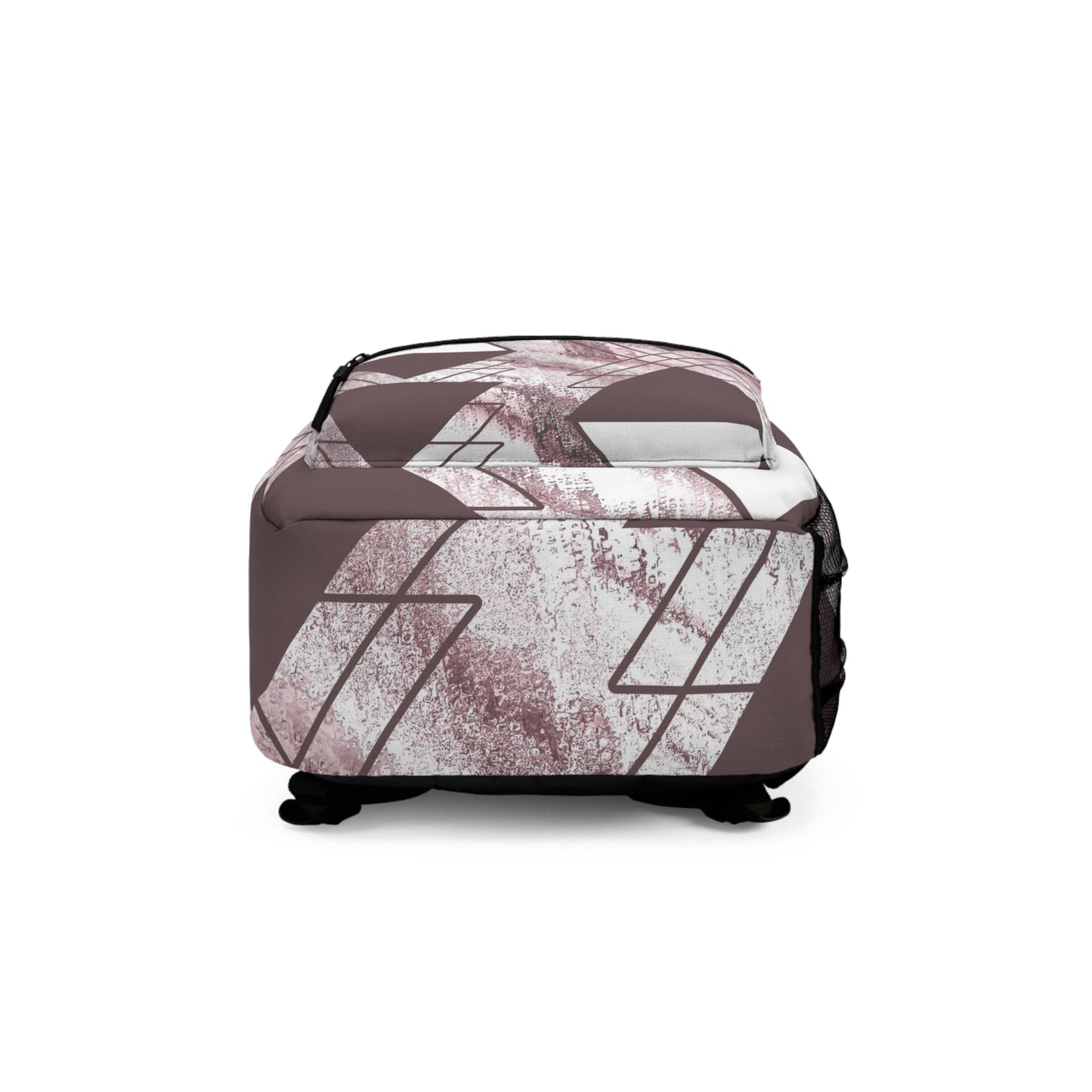 Backpack - Large Water-resistant Bag - Mauve Rose and White Triangular