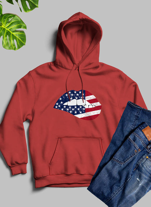 USA FLAG LIPS American Flag Lips Hoodie