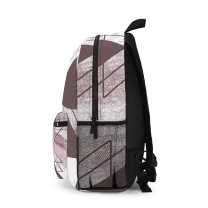 Backpack - Large Water-resistant Bag - Mauve Rose and White Triangular