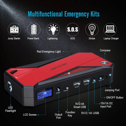 800A Peak 18000mAh Portable Car Jump Starter Battery Booster