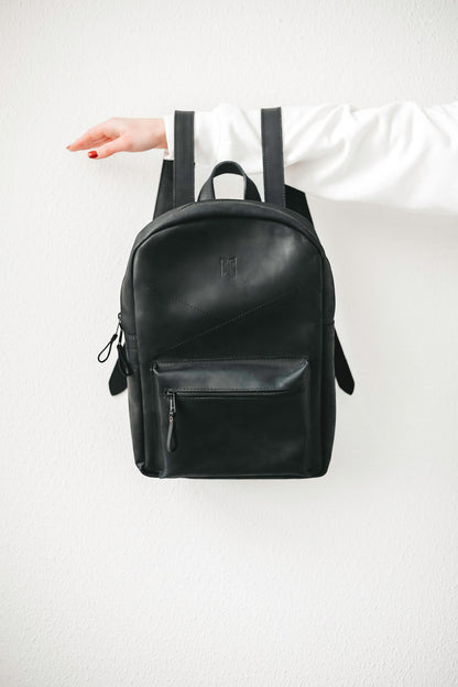 Minimalist Leather Women Backpack, Urban Leather Rucksack