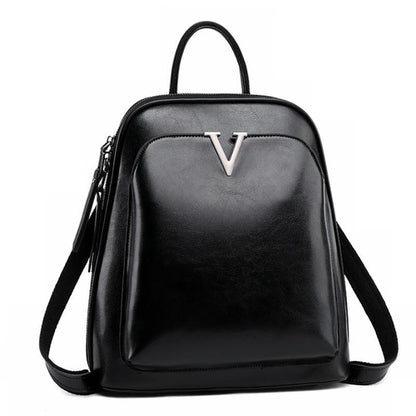 V Leather Backpack ~ Brown