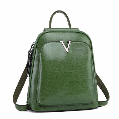 V Leather Backpack ~ Brown